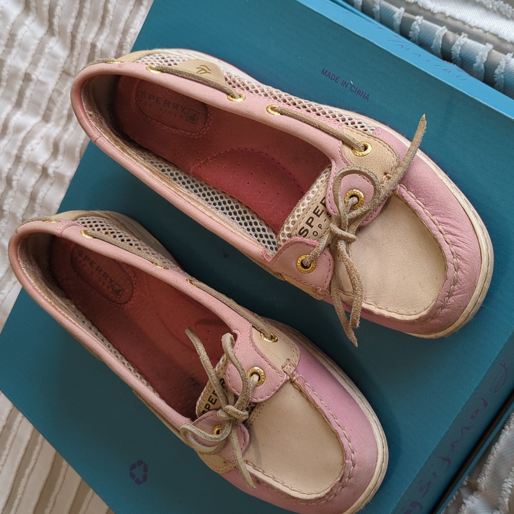 Sperry Topsider Women Pink/Beige/White Boat Shoes
